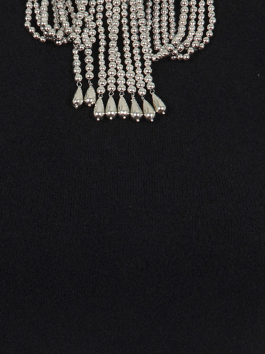 Paco Rabanne Fitted Sleeveless Top With Black Jeweled Embroidery