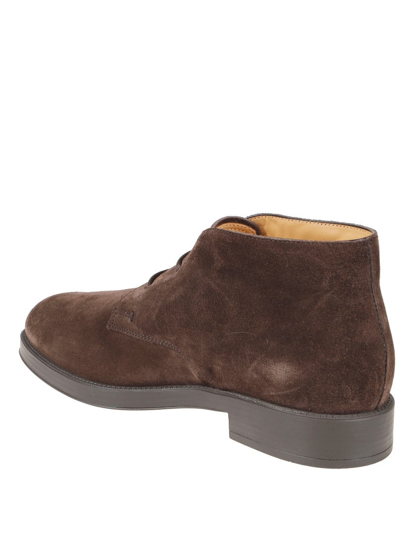 Tod's Minimalist Dark Brown Suede Lace-Up Shoes