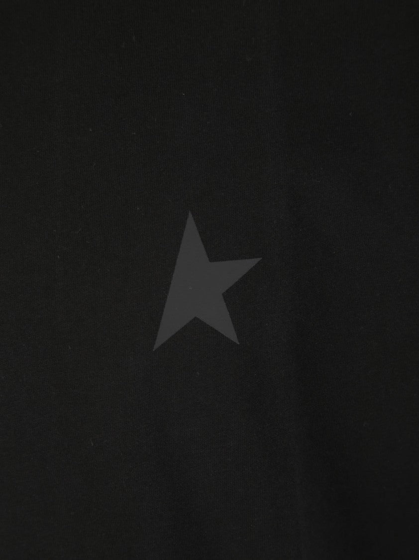 Golden Goose Half-Sleeve Black Cotton T-Shirt With Star Emblem