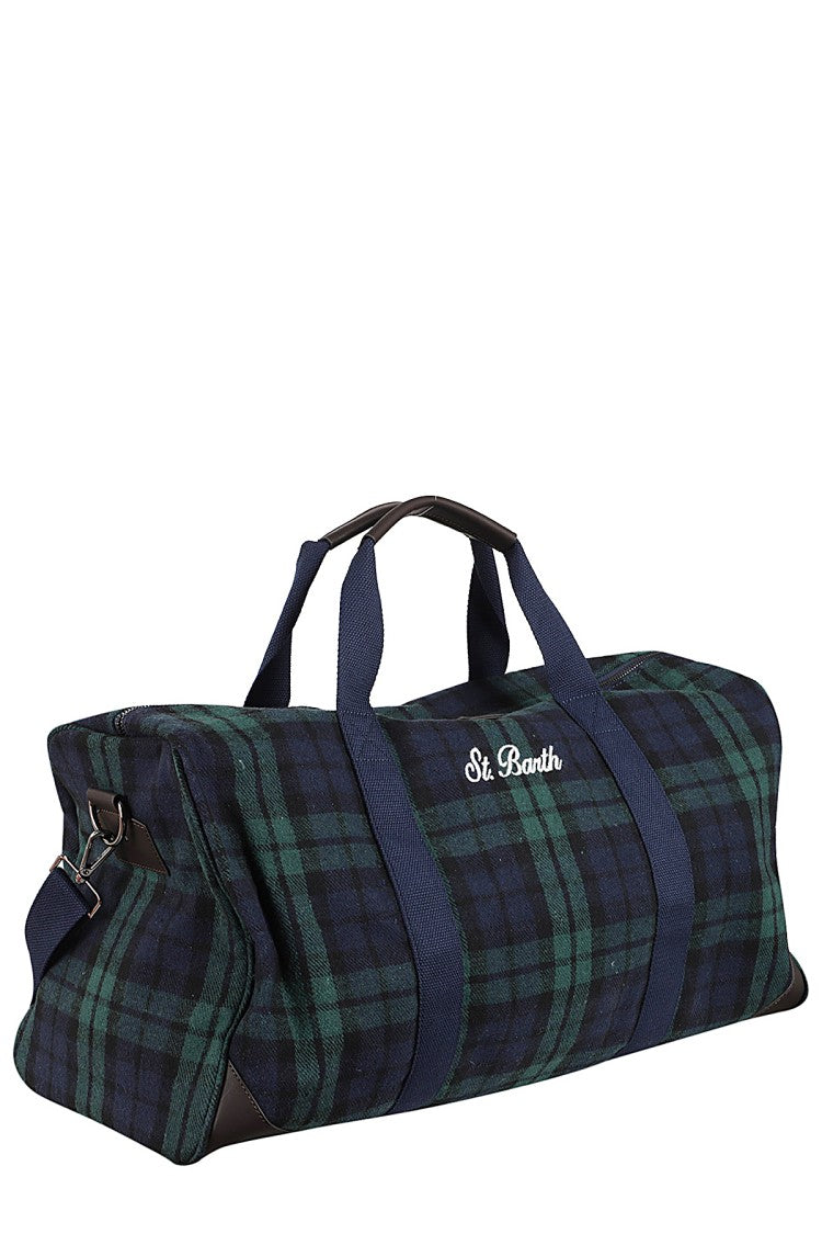 Mc2 Saint Barth Tartan Pattern Duffle Bag With Adjustable Strap