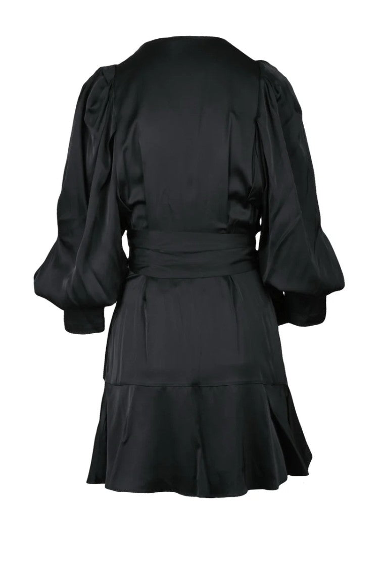 Iro Wrap-Around Black Satin Dress