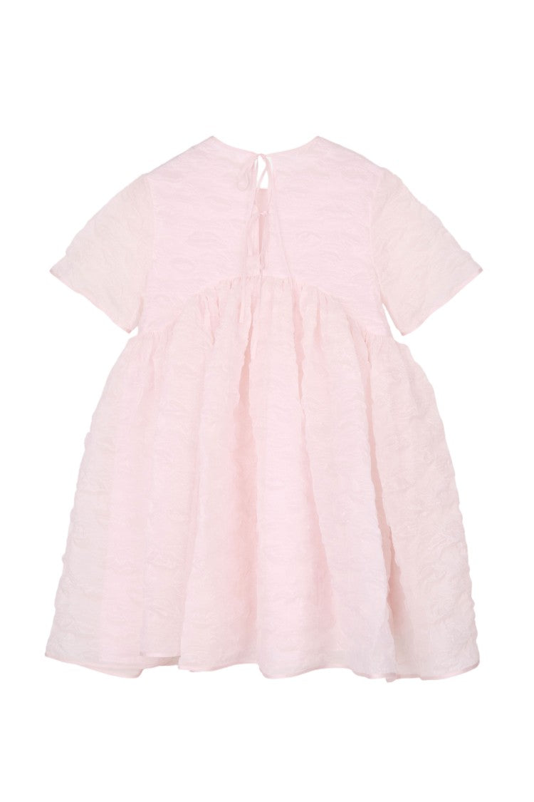 Cecilie Bahnsen Matelassé Babydoll Dress With Floral Motif And Bow Closure