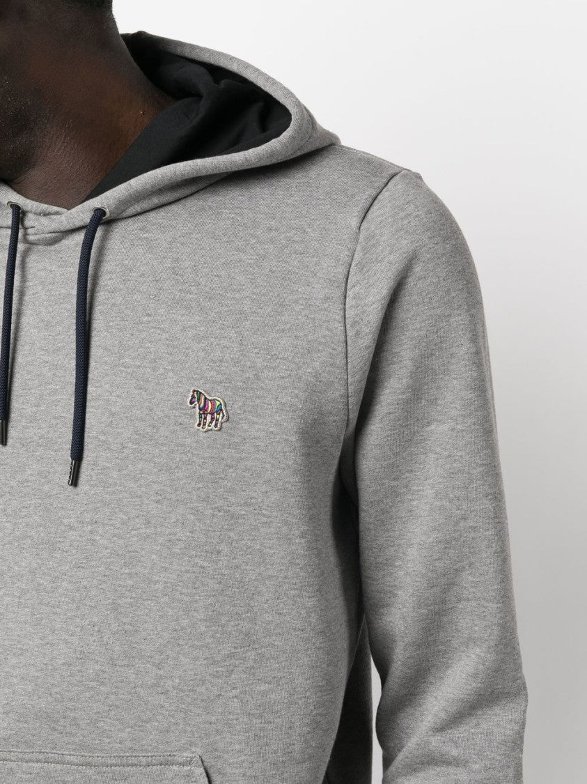 Paul Smith Light Grey Mélange Hoodie With Logo Patch