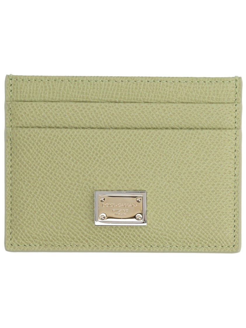 Dolce & Gabbana Muted Green Multiple Slots Leather Card Holder