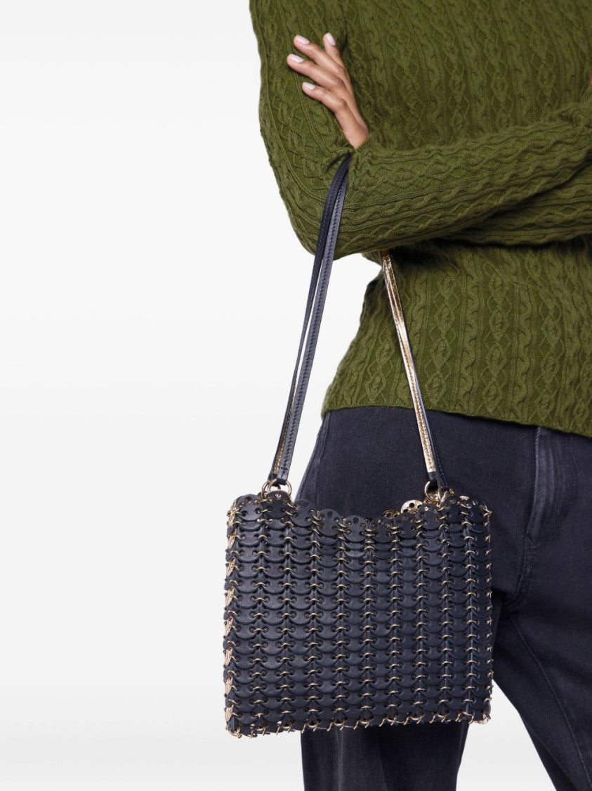 Rabanne Woven Black Leather Shoulder Bag