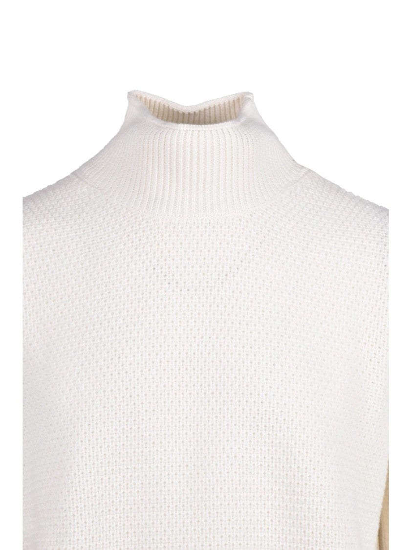 Kangra Mock Neck Knitted Sweater With Textured Pattern