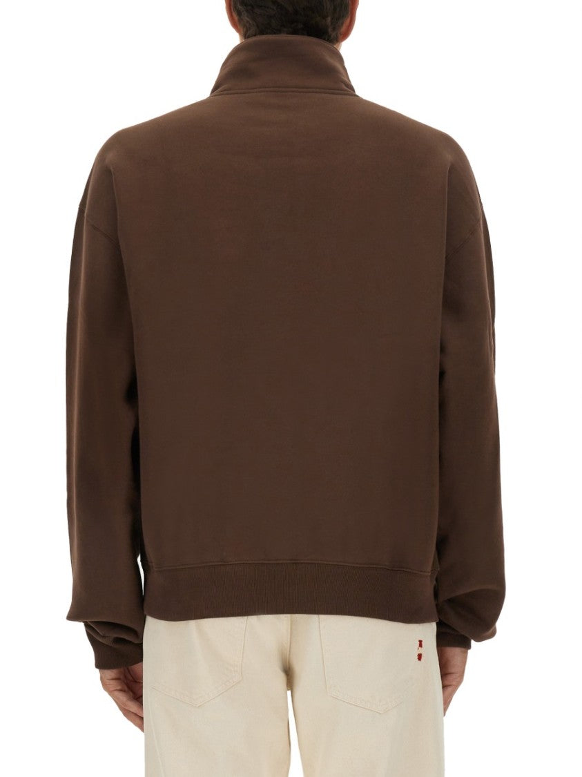 Jacquemus Grosgrain Sweatshirt With Turtleneck And Half-Zip Closure
