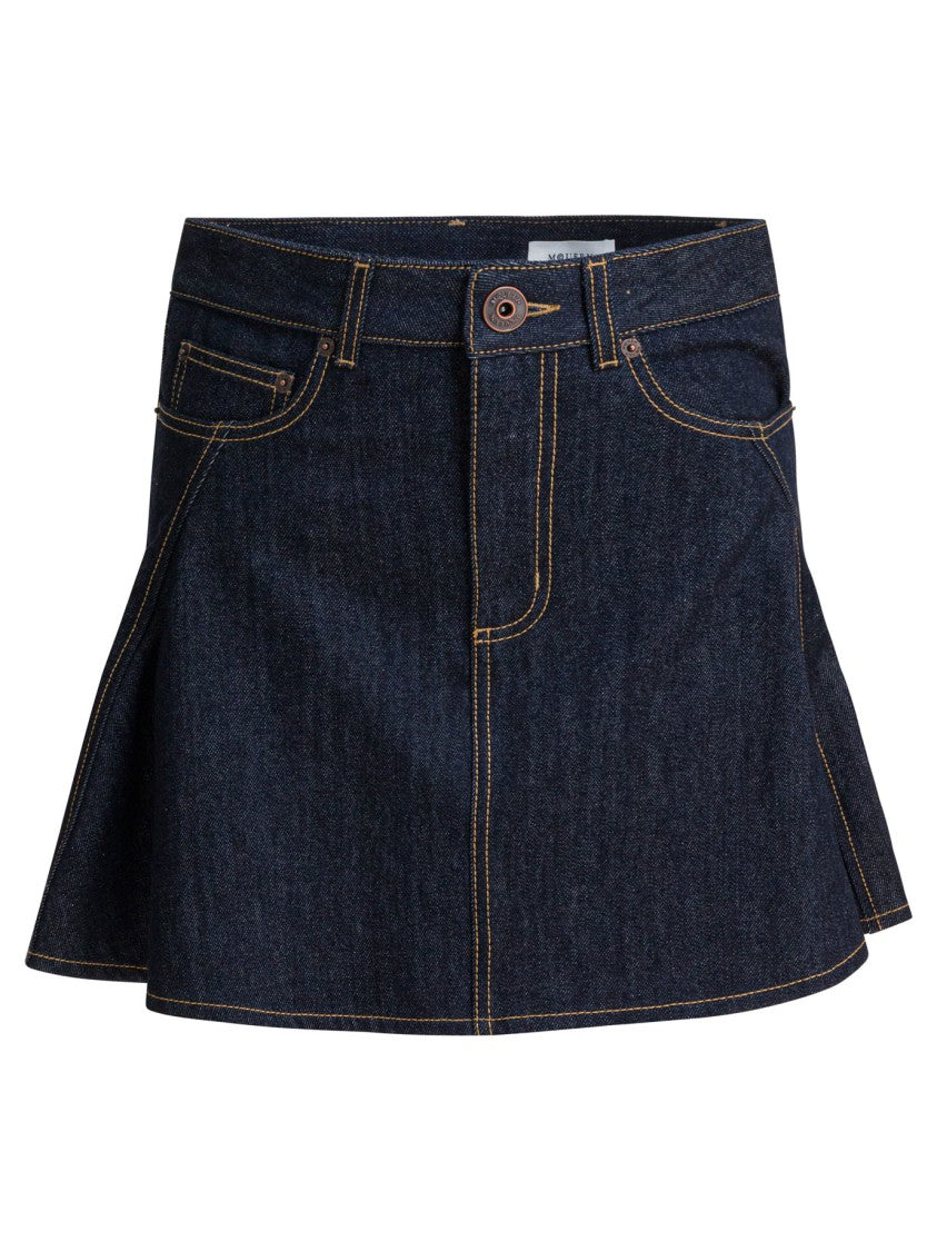 Alexander Mcqueen Structured A-Line Mini Skirt In Dark Indigo Denim
