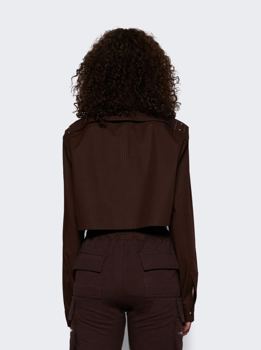 Rick Owens Woven Cropped Outershirt Mahogany