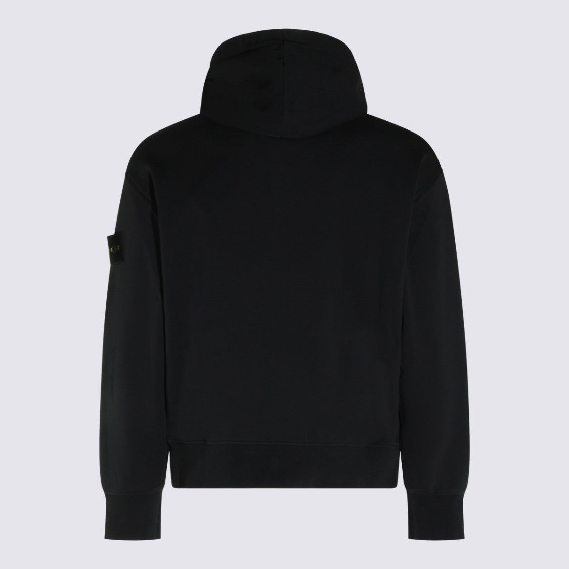 Stone Island Black Zip-Up Hoodie With High Collar And Distinctive Patch Logo