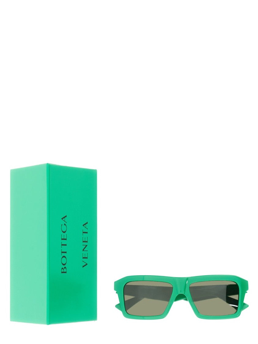 Bottega Veneta Black Acetate Square Sunglasses With Timeless Frame Design