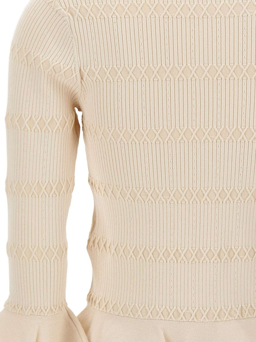 Liu Jo Off-White Crew Neck Ruffled Jacket