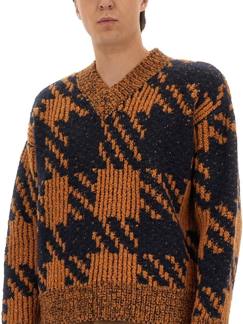 Dries Van Noten Oversized Check Knit Wool-Blend Sweater
