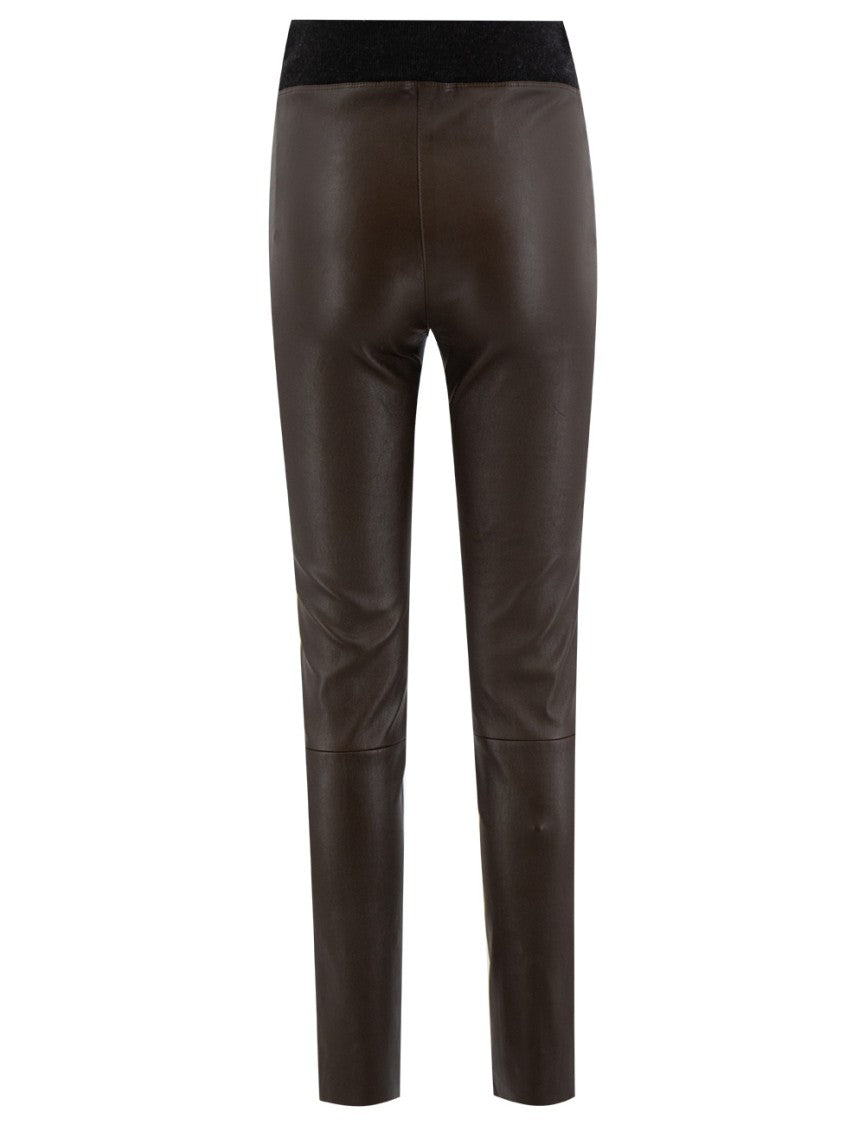 Brunello Cucinelli Nappa Leather Leggings With Virgin Wool Waistband