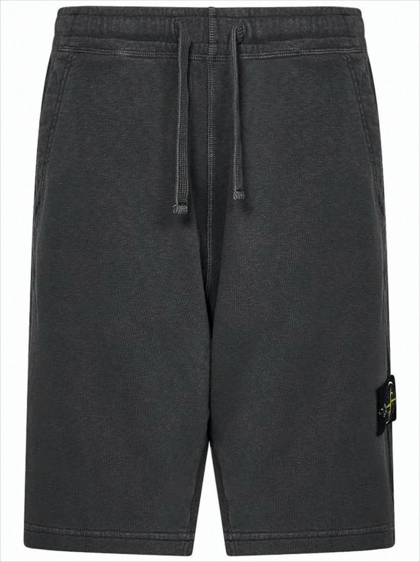 Stone Island Relaxed Fit Cotton Shorts With Elastic Waistband And Compass Patch