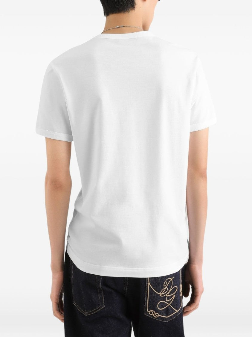 Dolce & Gabbana White Classic T-Shirt Textured Logo T-Shirt