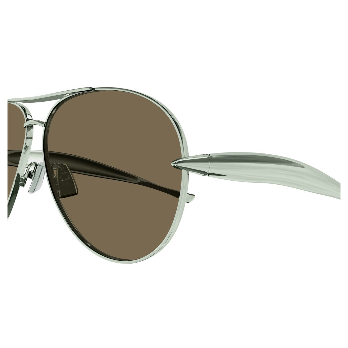 Bottega Veneta Bv1305s Polished Silver Aviator Sunglasses