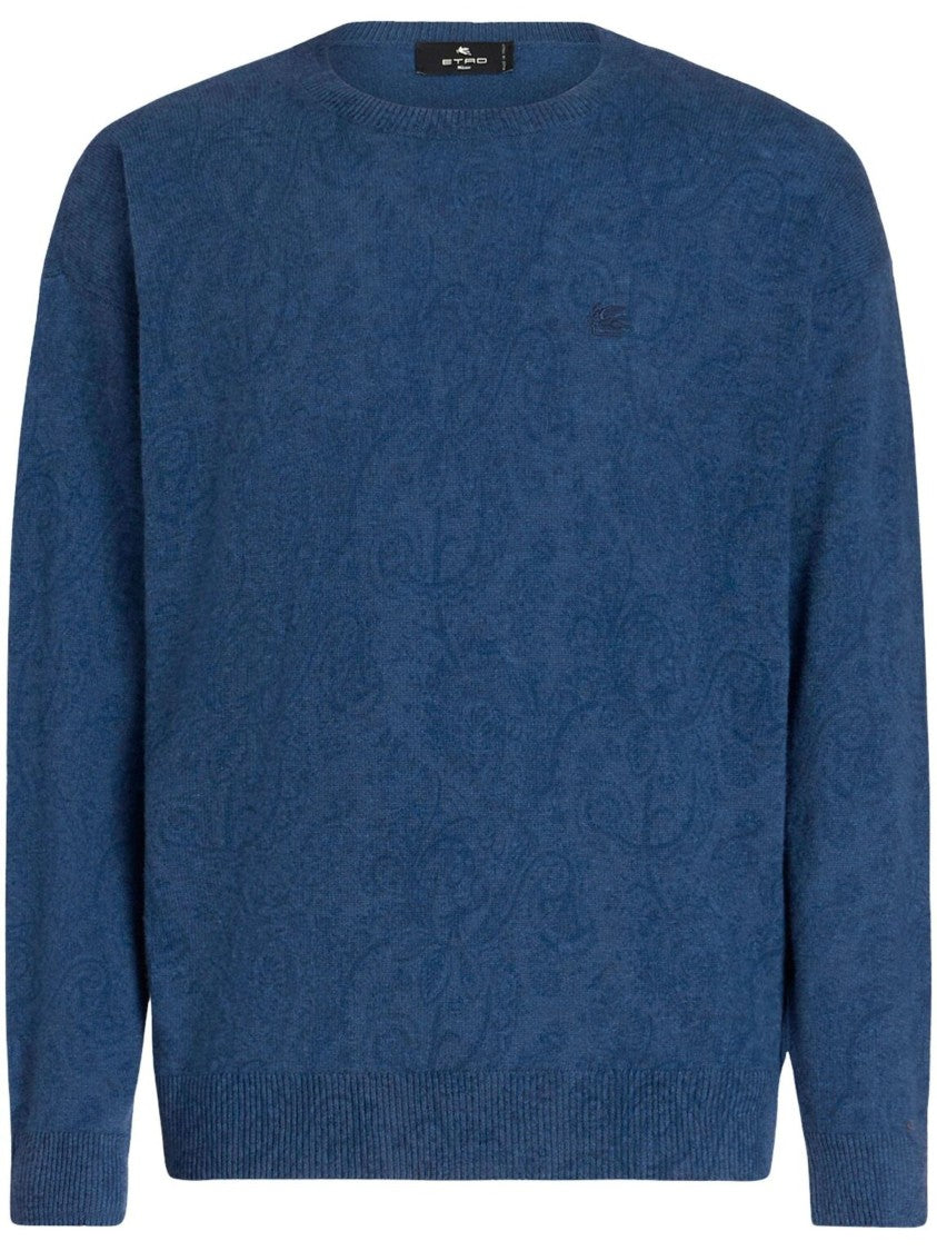 Etro Textured C-Neck Wool Sweater With Ribbed Detail