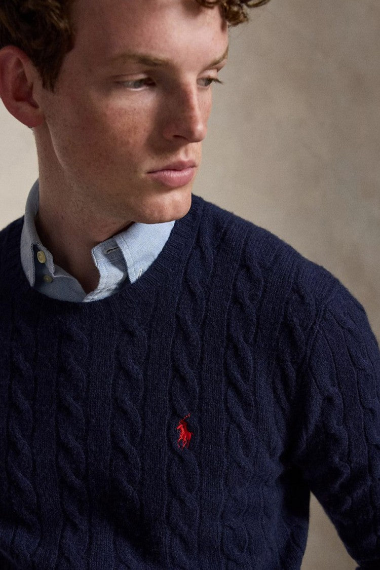 Polo Ralph Lauren Navy Cable-Knit Crew-Neck Sweater