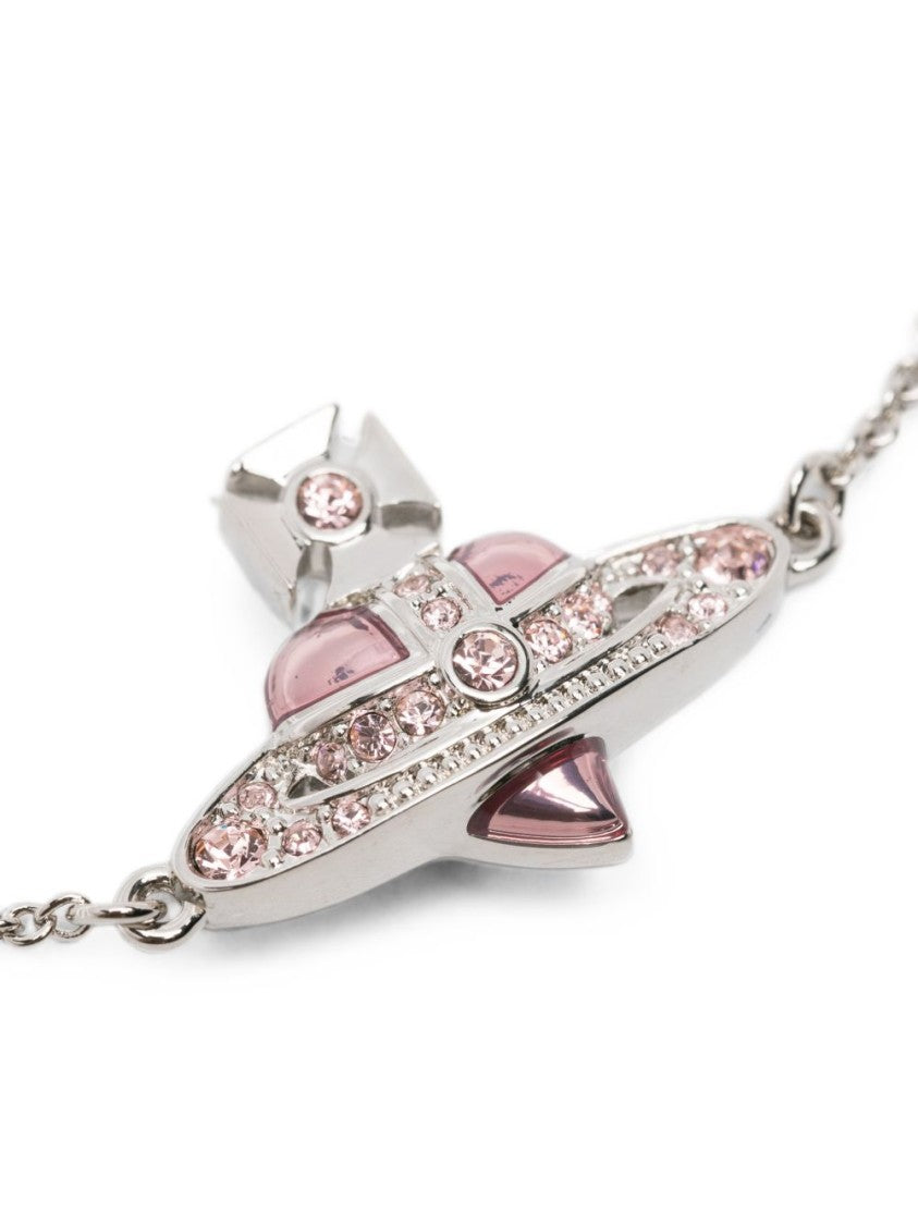Vivienne Westwood Pink Silver-Tone Enamel Crystal Orb Bracelet