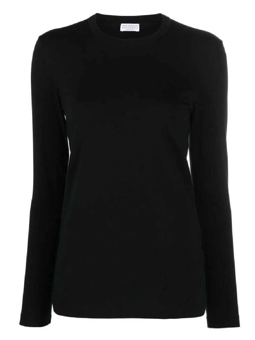 Brunello Cucinelli Fitted Black Long-Sleeved Top