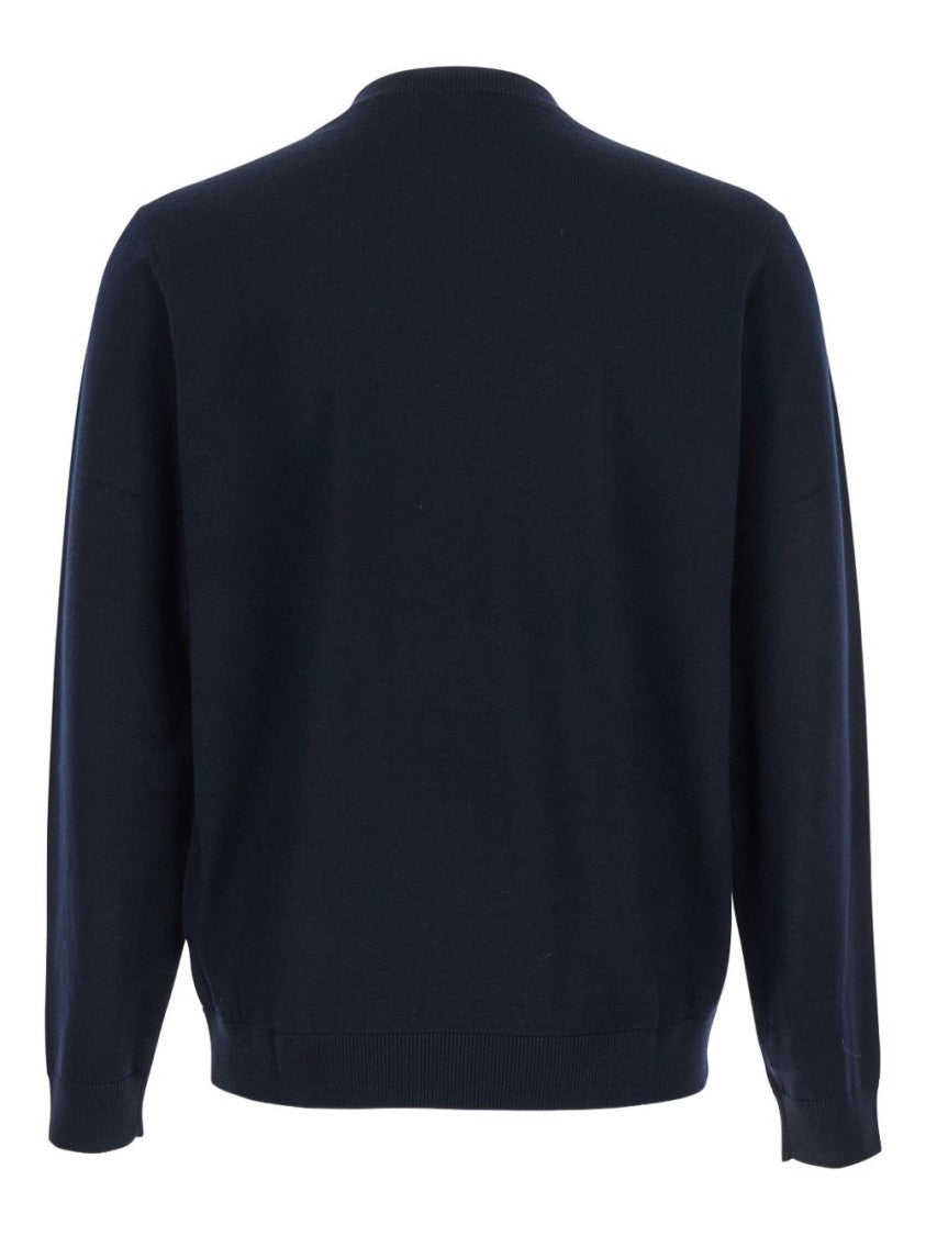 Emporio Armani Midnight Blue Wool Crew Neck Sweater