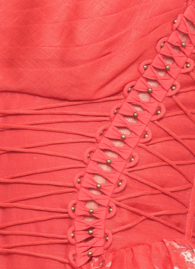 Zimmermann Rebellion Beaded Picnic Dress With Floral Pattern And Lace-Up Detail