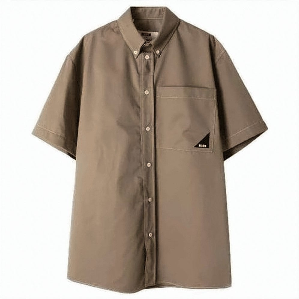 Msgm Short-Sleeved Button-Down Shirt With Chest Pocket