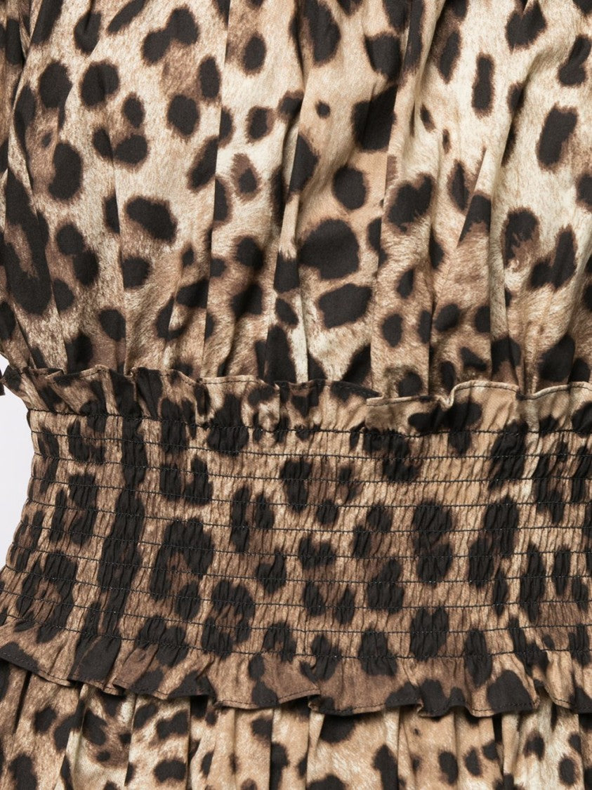 Dolce & Gabbana Leopard Print Off-The-Shoulder Mini Dress