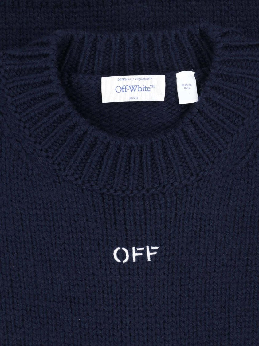 Off-White Blue Wool Arrow Knitted Crewneck Sweater