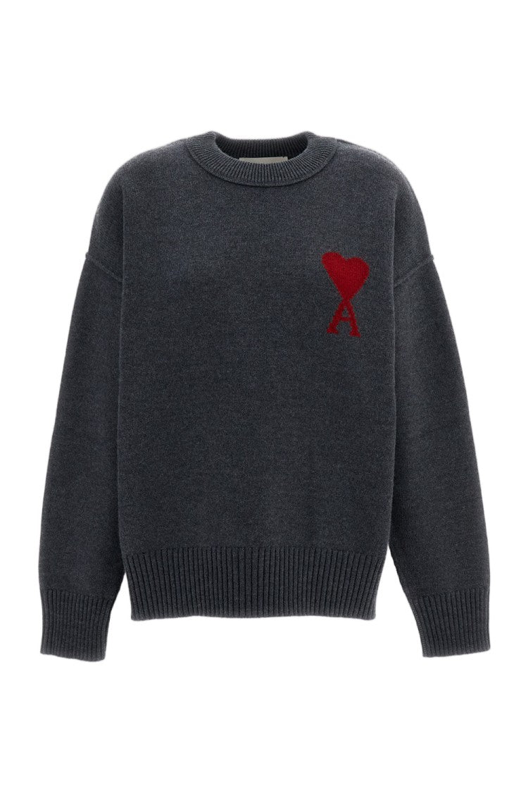 Ami Paris Crewneck Sweater With Contrasted Ami De Coeur