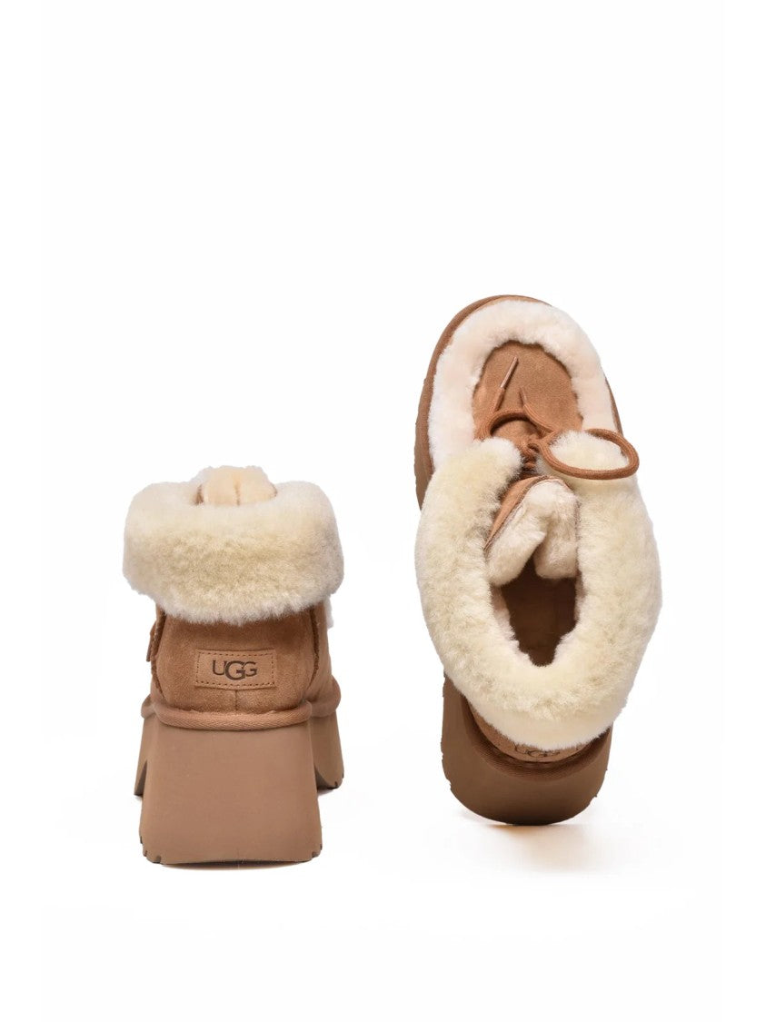 Ugg Beige Leather Lace-Up Boots