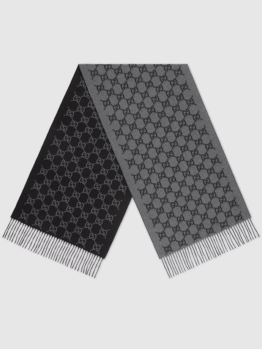 Gucci Grey New Canvy Reversible Cashmere Scarf