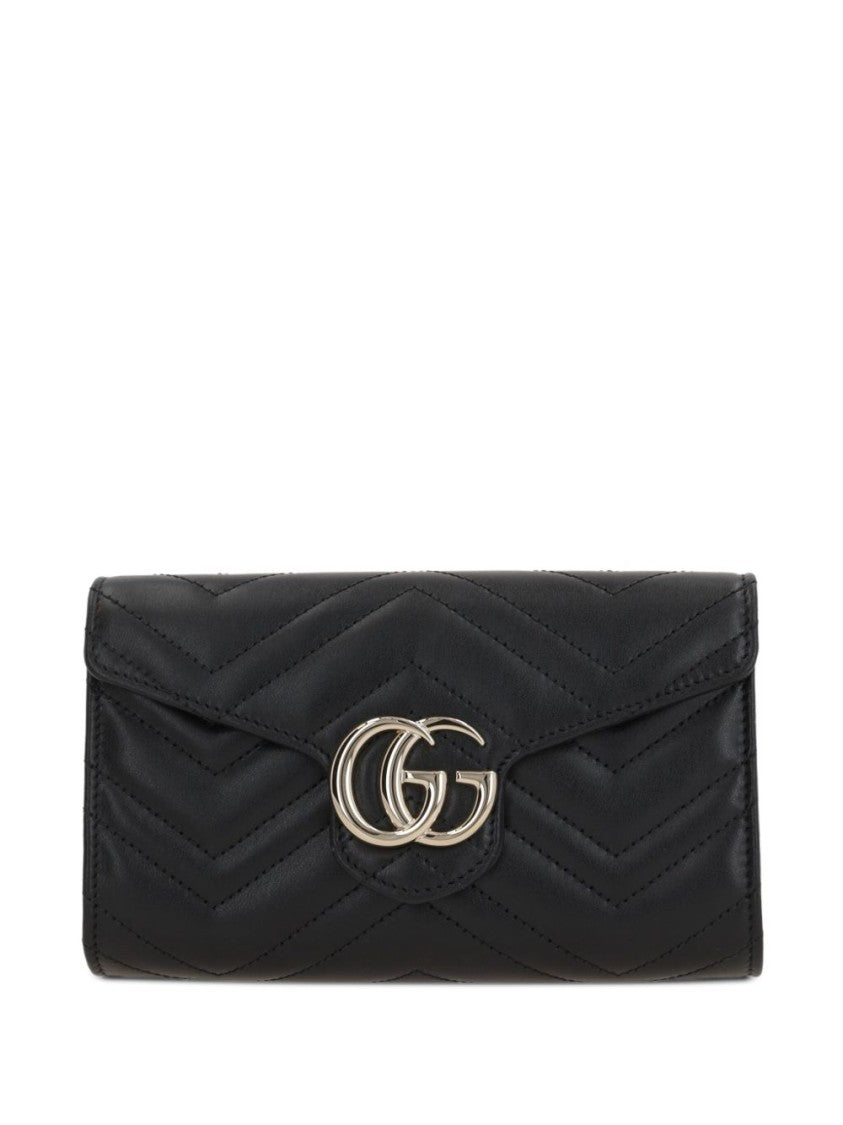 Gucci Black Gg Marmont Chevron Leather Wallet