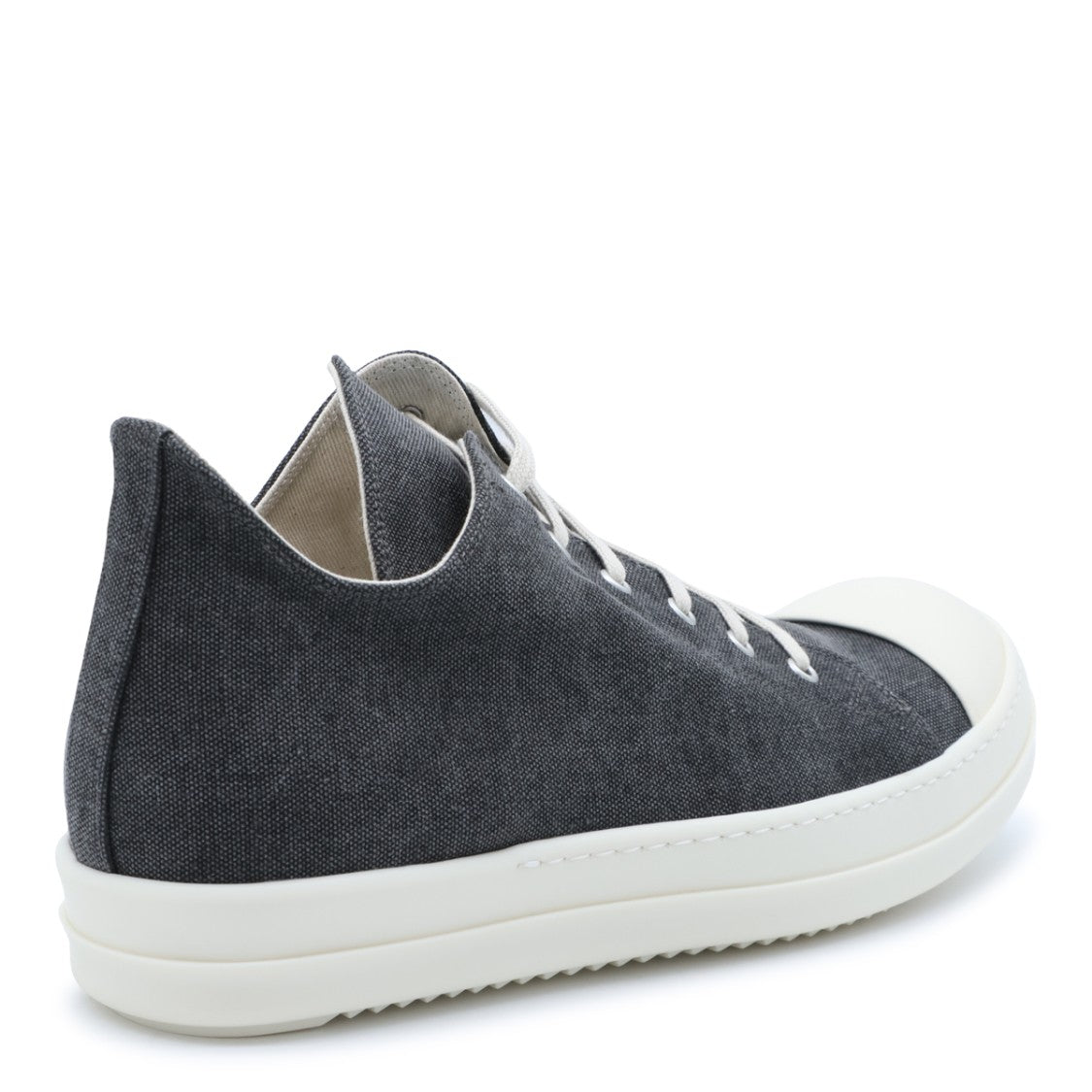 Drkshdw By Rick Owens Textured Grey Leather Sneakers With Round Toe And Elevated Sole