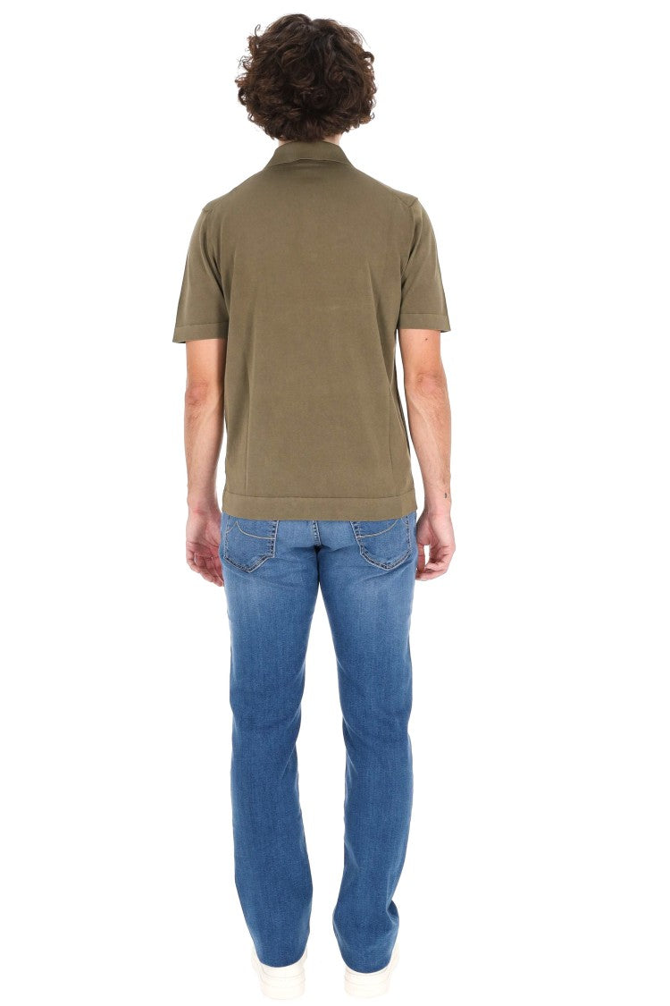 Drumohr Military Green Ice Cotton Polo Shirt