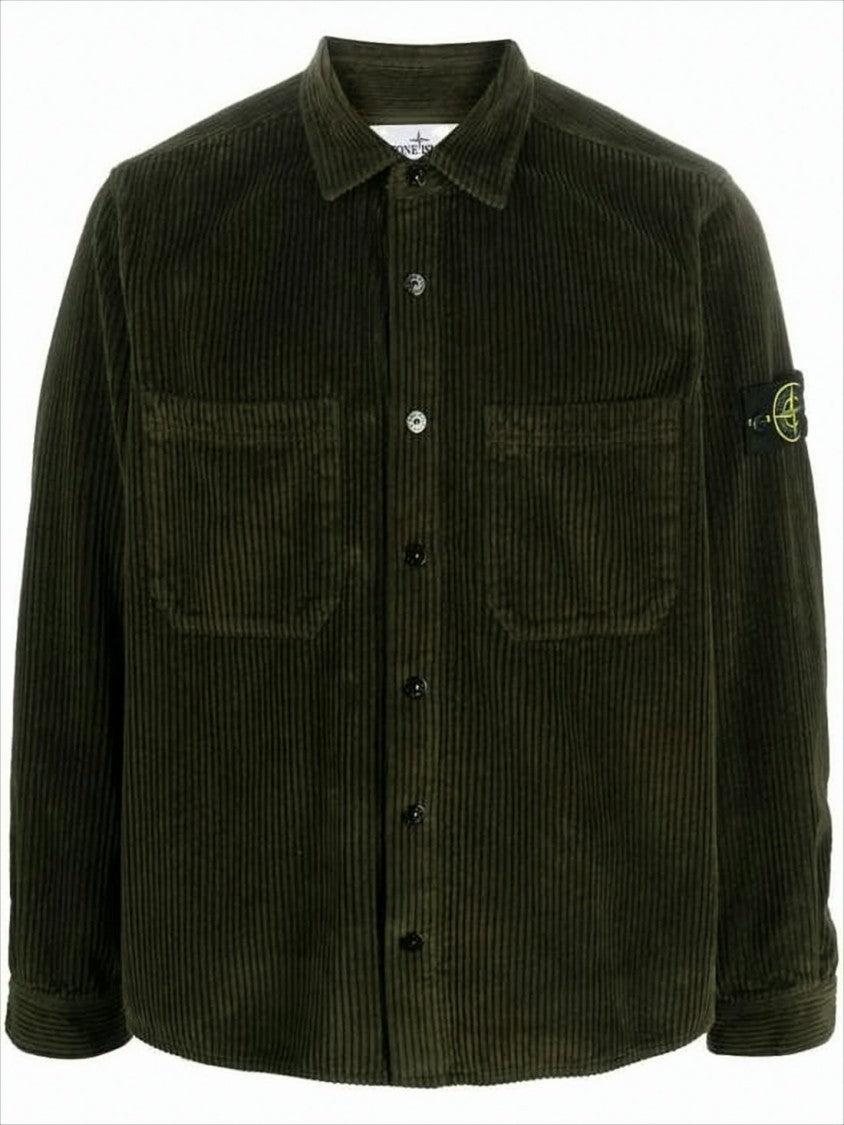 Stone Island Corduroy Long-Sleeve Shirt With Classic Collar