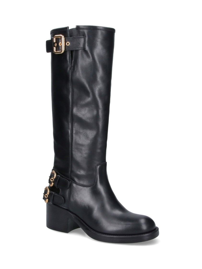 Chloé Mid-Calf Black Leather Boots