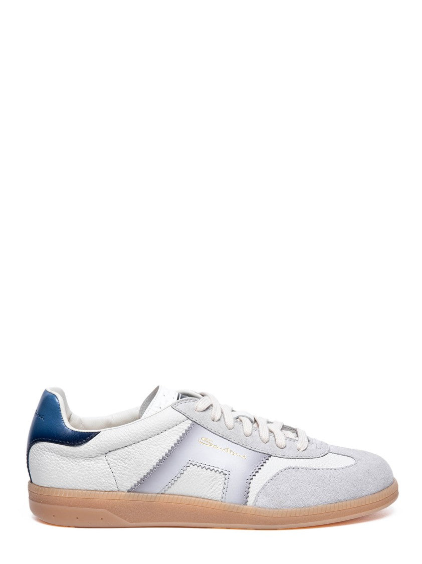 Santoni Leather And Suede Sneakers With Accents