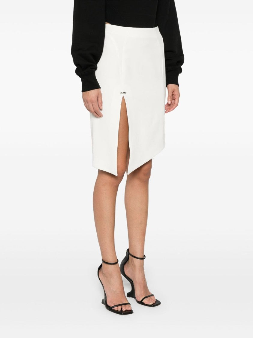 Mugler Asymmetric Ecru Midi Skirt