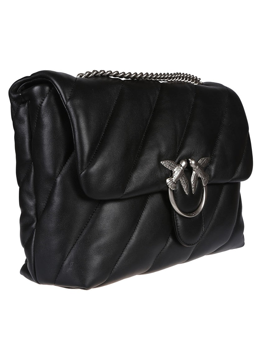 Pinko Love Big Puff Black Sheepskin Shoulder Bag