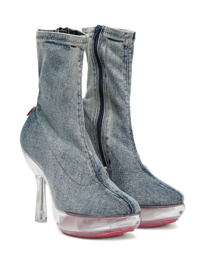 Diesel Ankle Boots In Blue Denim