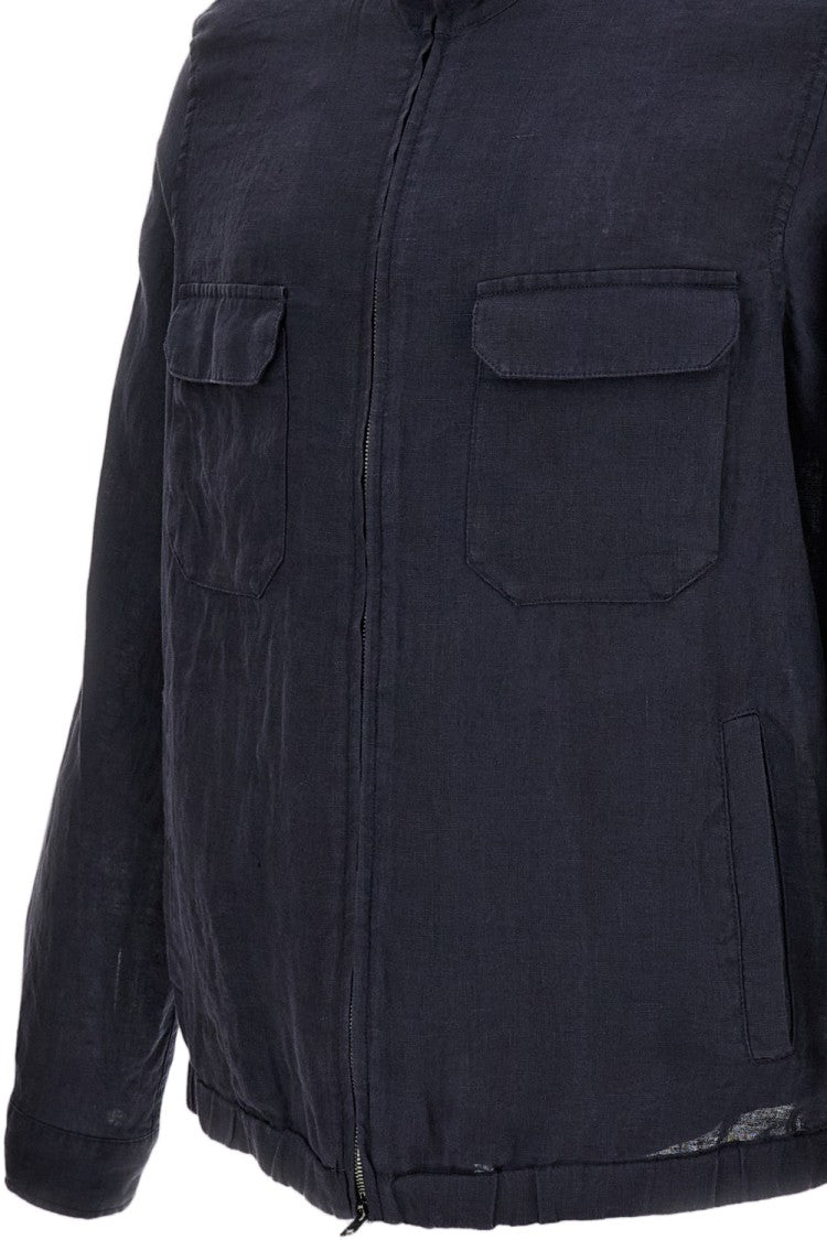 Herno Blue 'Sahariana Crafted' Linen Jacket