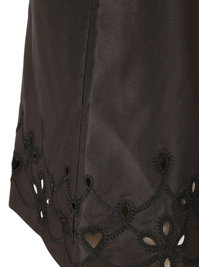 Chloé Black Skirt With Embroidered Hem And Cutouts