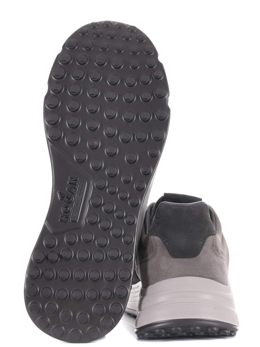 Hogan Gray Suede Sneakers With Micro-Perforated Detailing