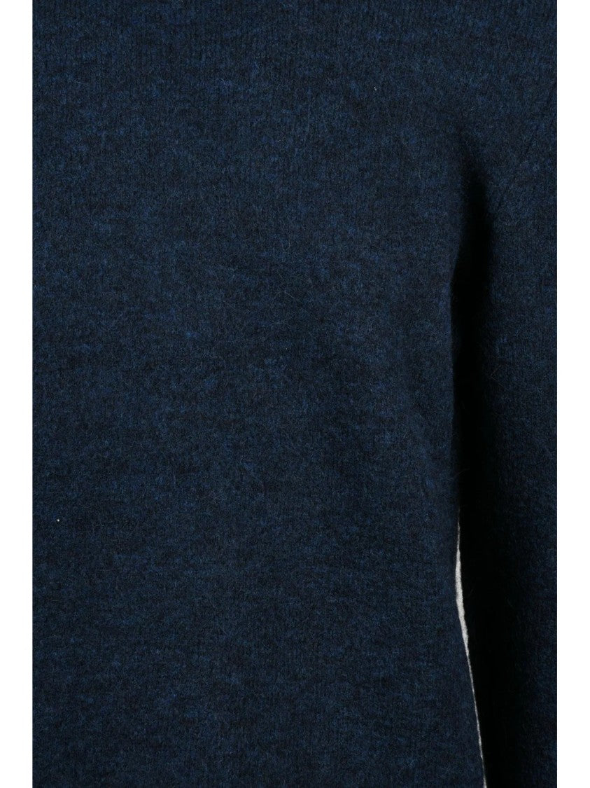 Ballantyne Crewneck Pullover In Deep Blue Alpaca And Wool Blend
