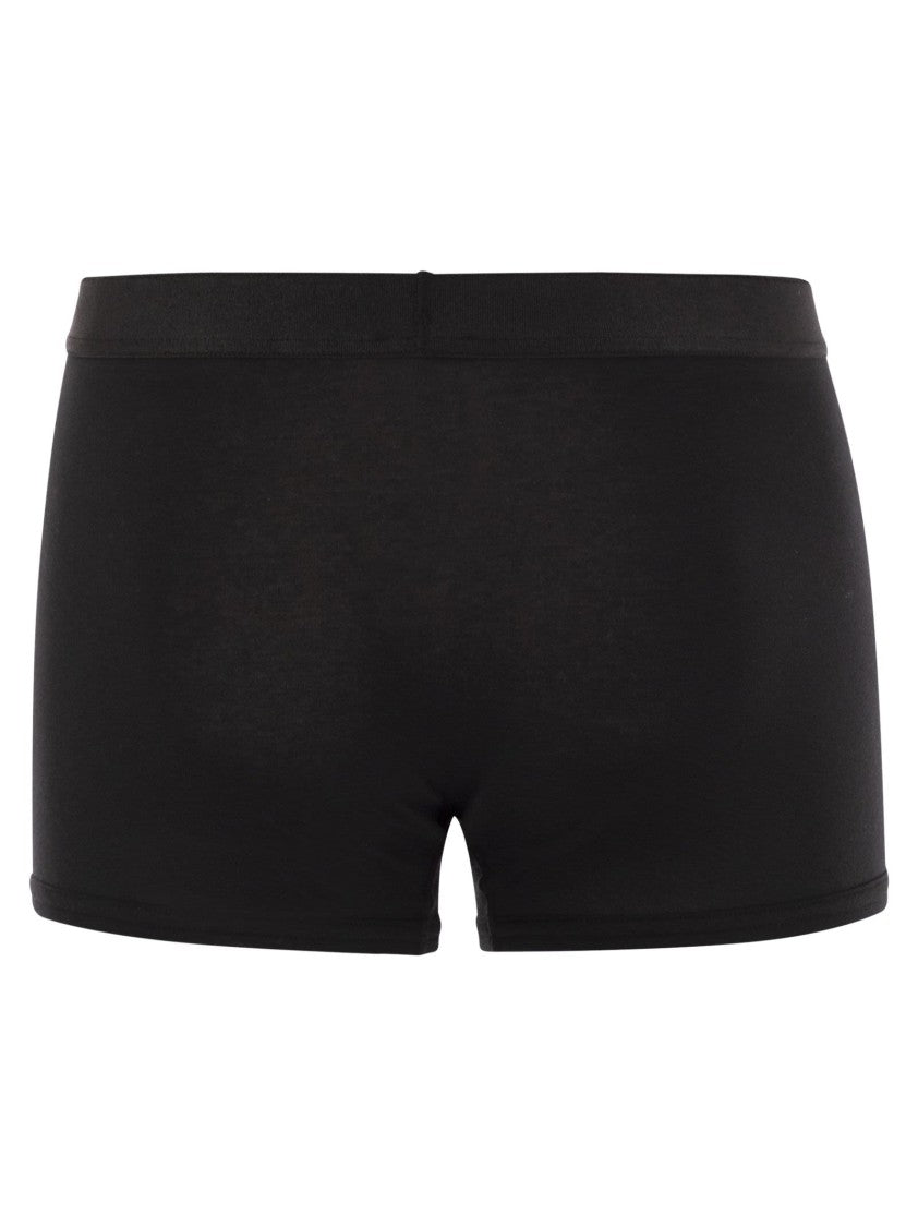 Kiton Stretch Cotton Boxer Shorts With Logo