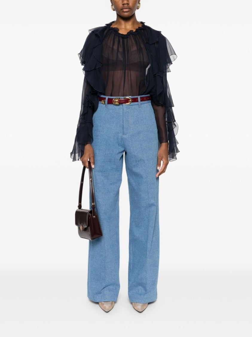 Alberta Ferretti Silk Sheer Blouse