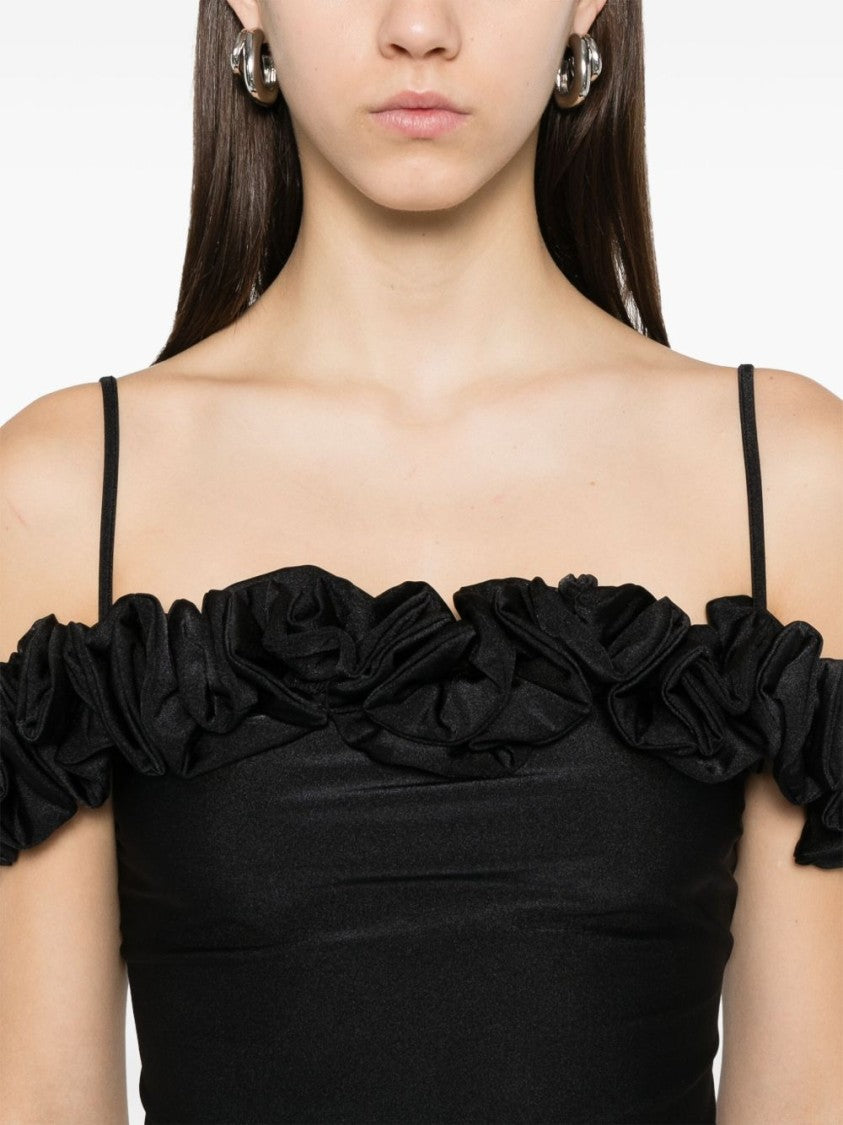 Coperni Black Off-Shoulder Asymmetric Hem Top