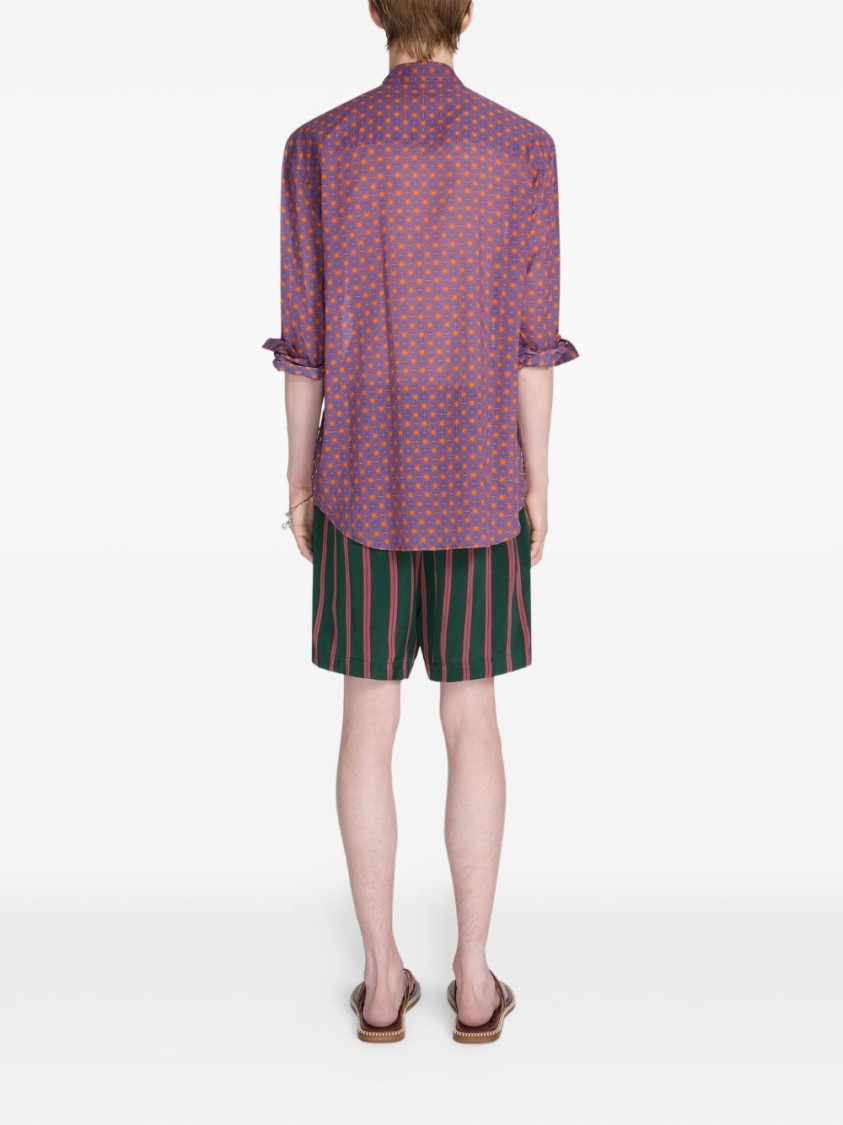 Dries Van Noten Orange Purple All Over Embroidery Shirt